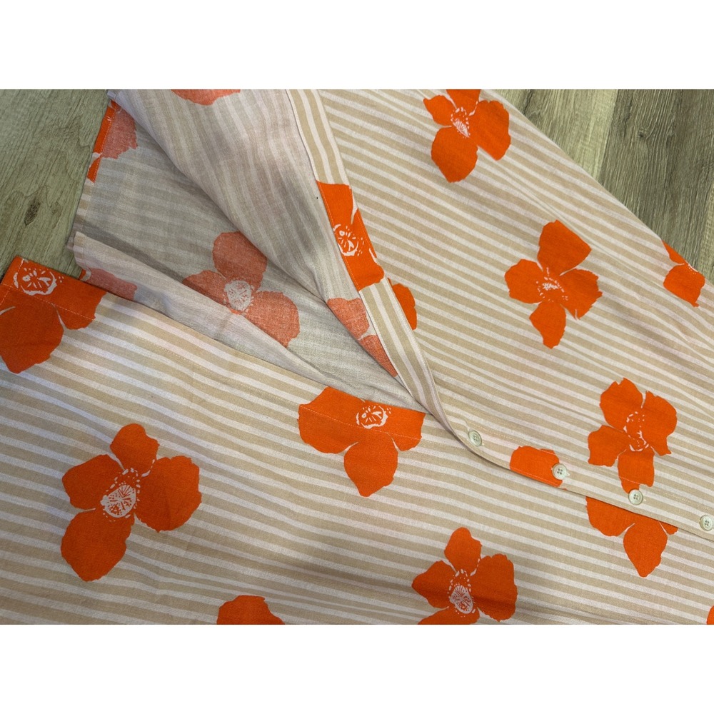 Madewell Poppy Floral Stripe Button Front Tie Back Midi Dress Orange XS - Picture 9 of 12
